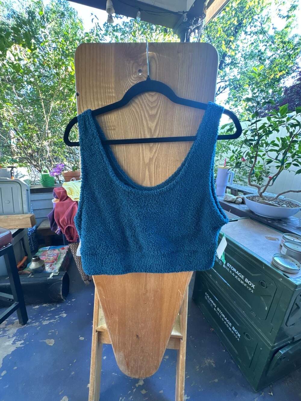 XL Honeydew Intimates Teddy Bear Fleece Scoop Neck Crop Tank Top